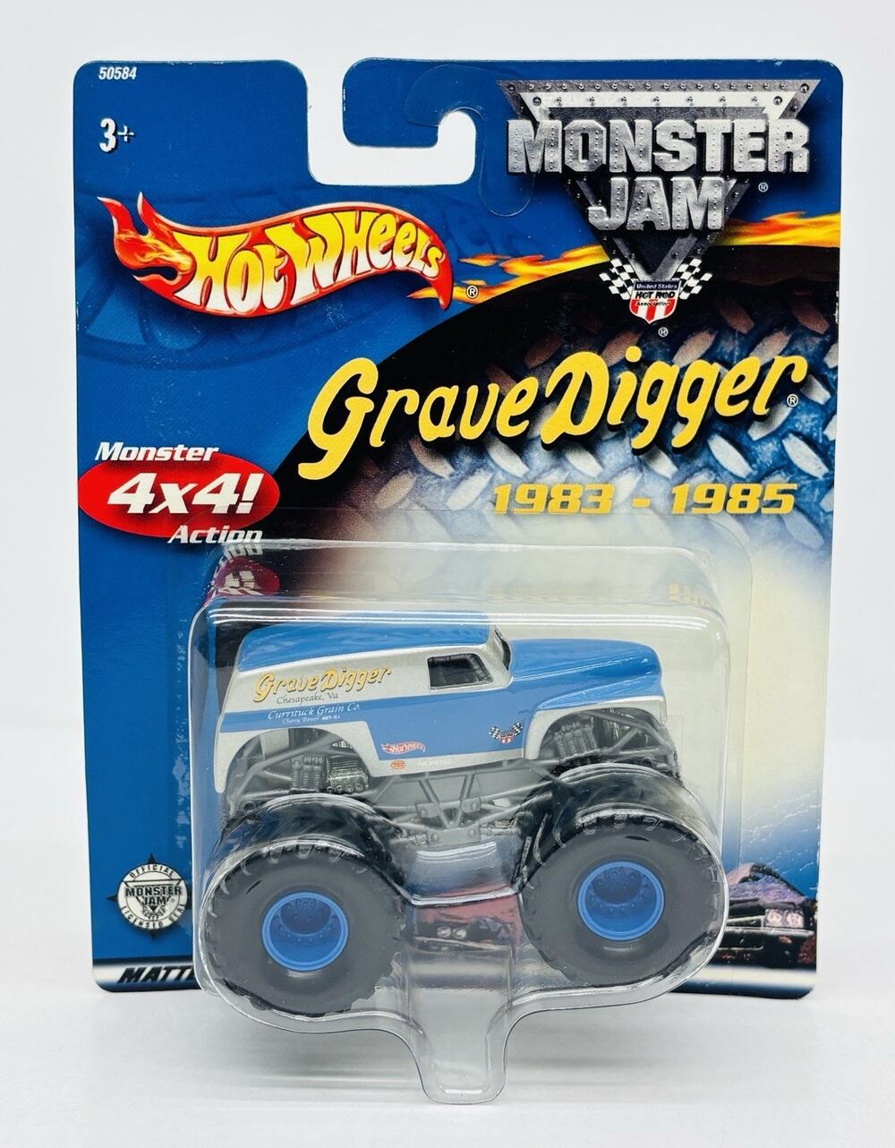 Hot Wheels 1983-1985 Grave Digger Blue & Silver Monster Jam 4x4 Action 50584 NIB